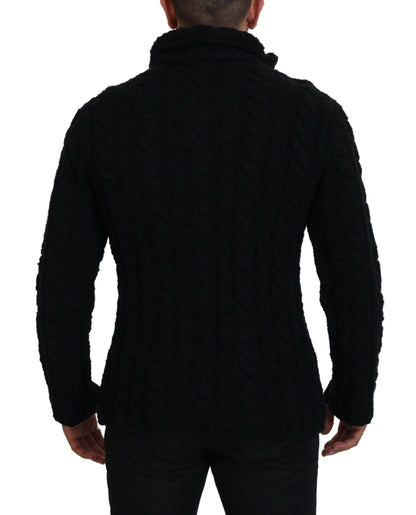 Dolce &amp; Gabbana Elegant Black Wool-Cashmere Blend Cardigan