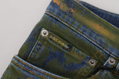 Dolce &amp; Gabbana Chic Slim-Fit Denim Jeans in Green Wash