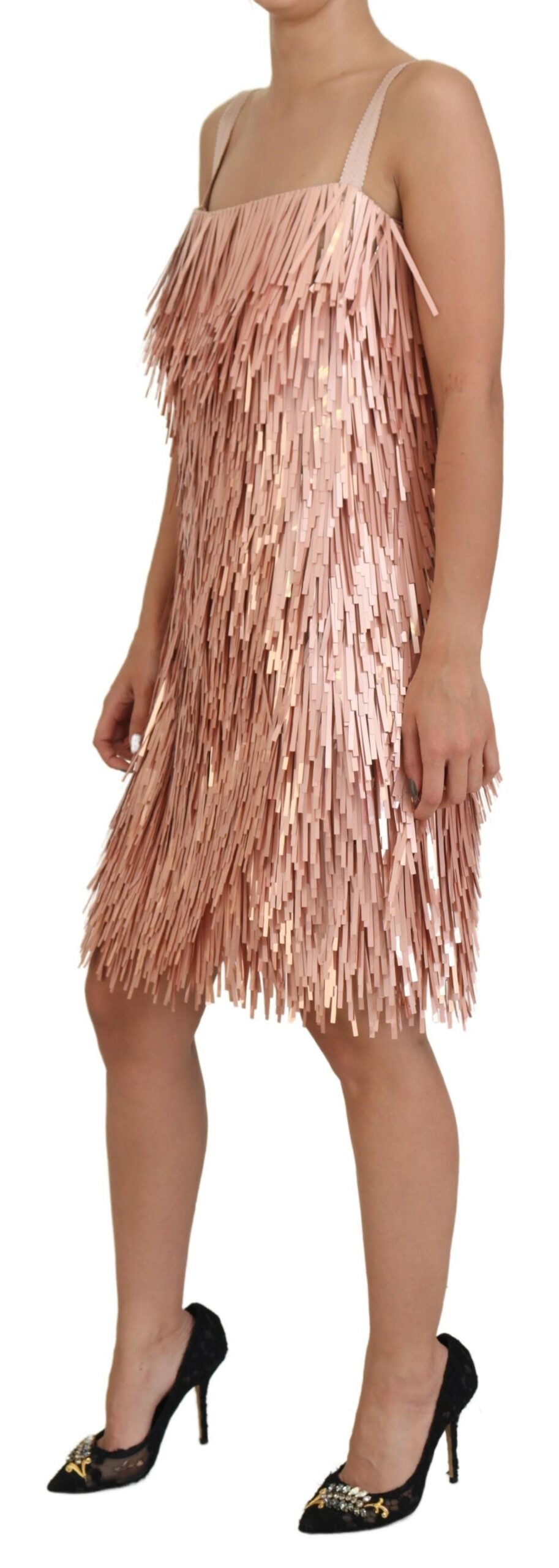 Dolce &amp; Gabbana Elegant Pink A-Line Tinsel Dress