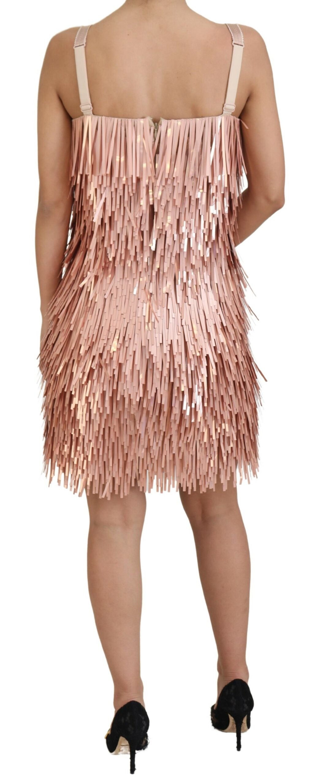 Dolce &amp; Gabbana Elegant Pink A-Line Tinsel Dress