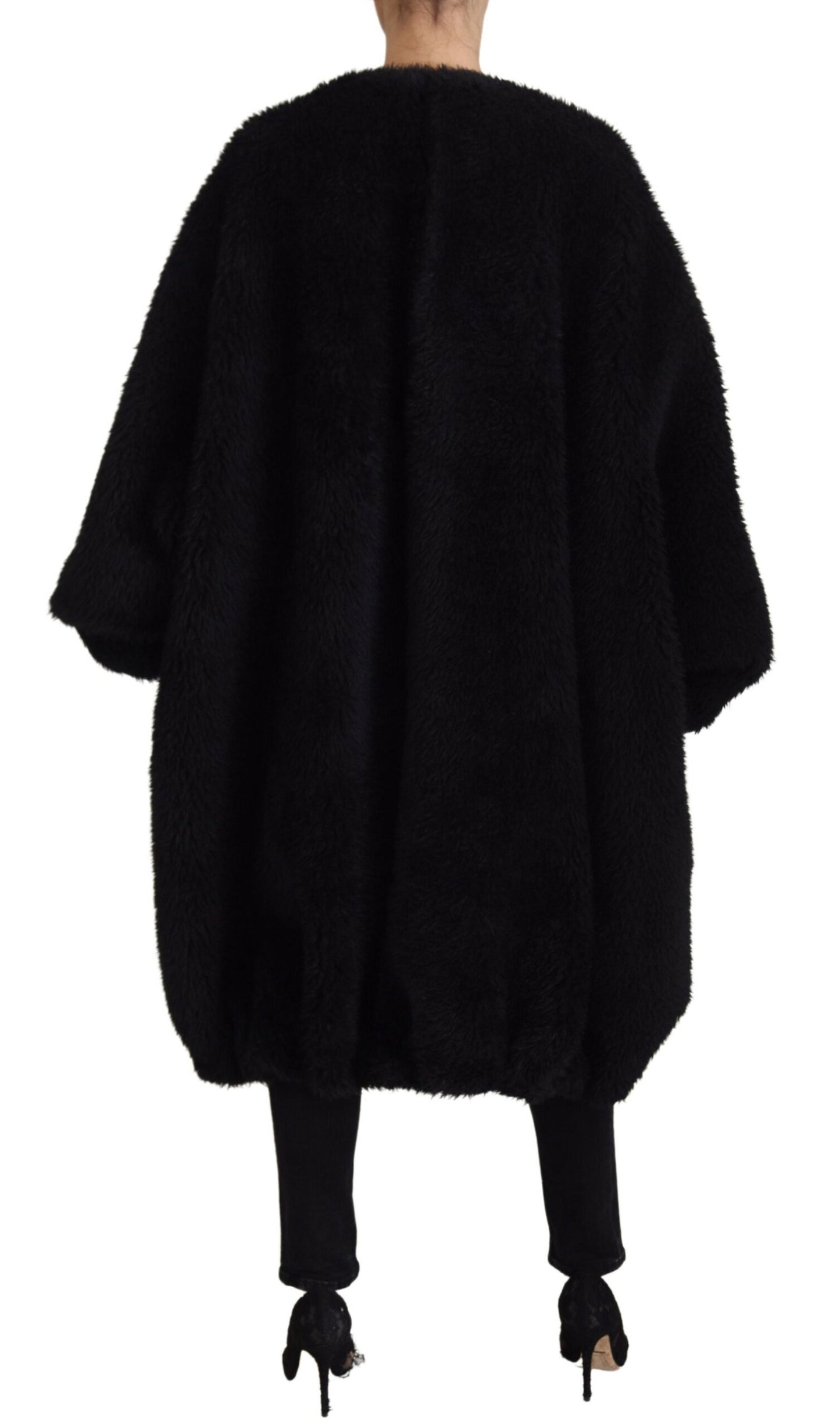 Dolce &amp; Gabbana Elegant Black Cashmere Blend Overcoat Jacket