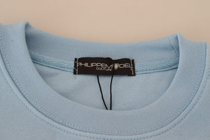 Philippe Model Chic Light Blue Logo Embellished Sweater