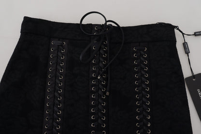 Dolce &amp; Gabbana Elegant Black High-Waist Silk-Lined Skirt