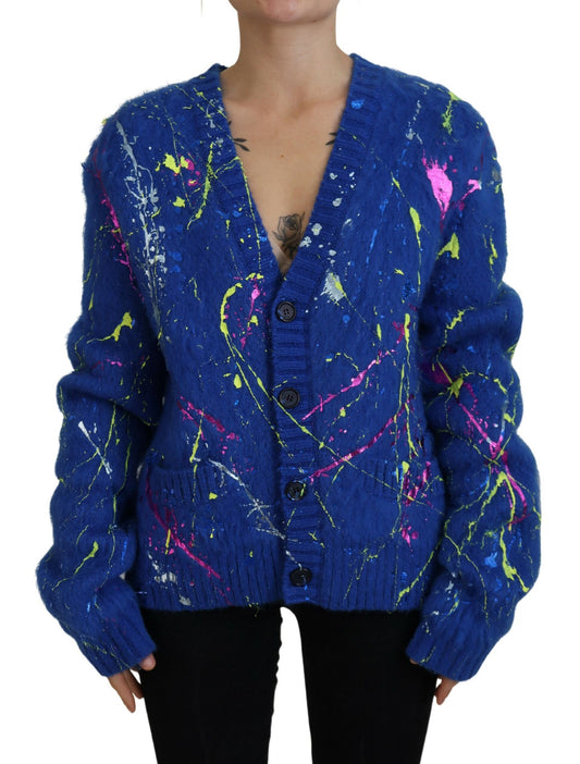 Dolce &amp; Gabbana Elegant Multicolor Splash Mohair Cardigan