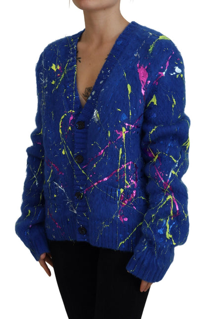 Dolce &amp; Gabbana Elegant Multicolor Splash Mohair Cardigan