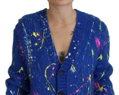 Dolce &amp; Gabbana Elegant Multicolor Splash Mohair Cardigan