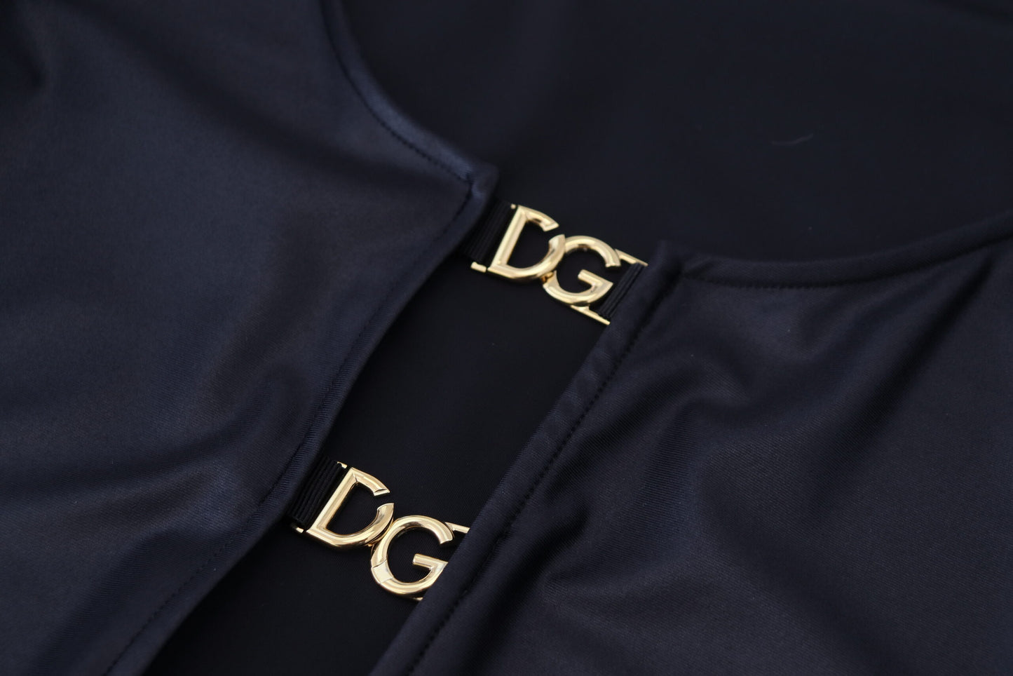 Dolce &amp; Gabbana Elegant Black 3/4 Sleeve Top with Gold Detailing