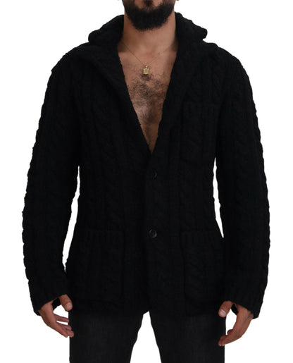 Dolce &amp; Gabbana Elegant Black Wool-Cashmere Cardigan Sweater