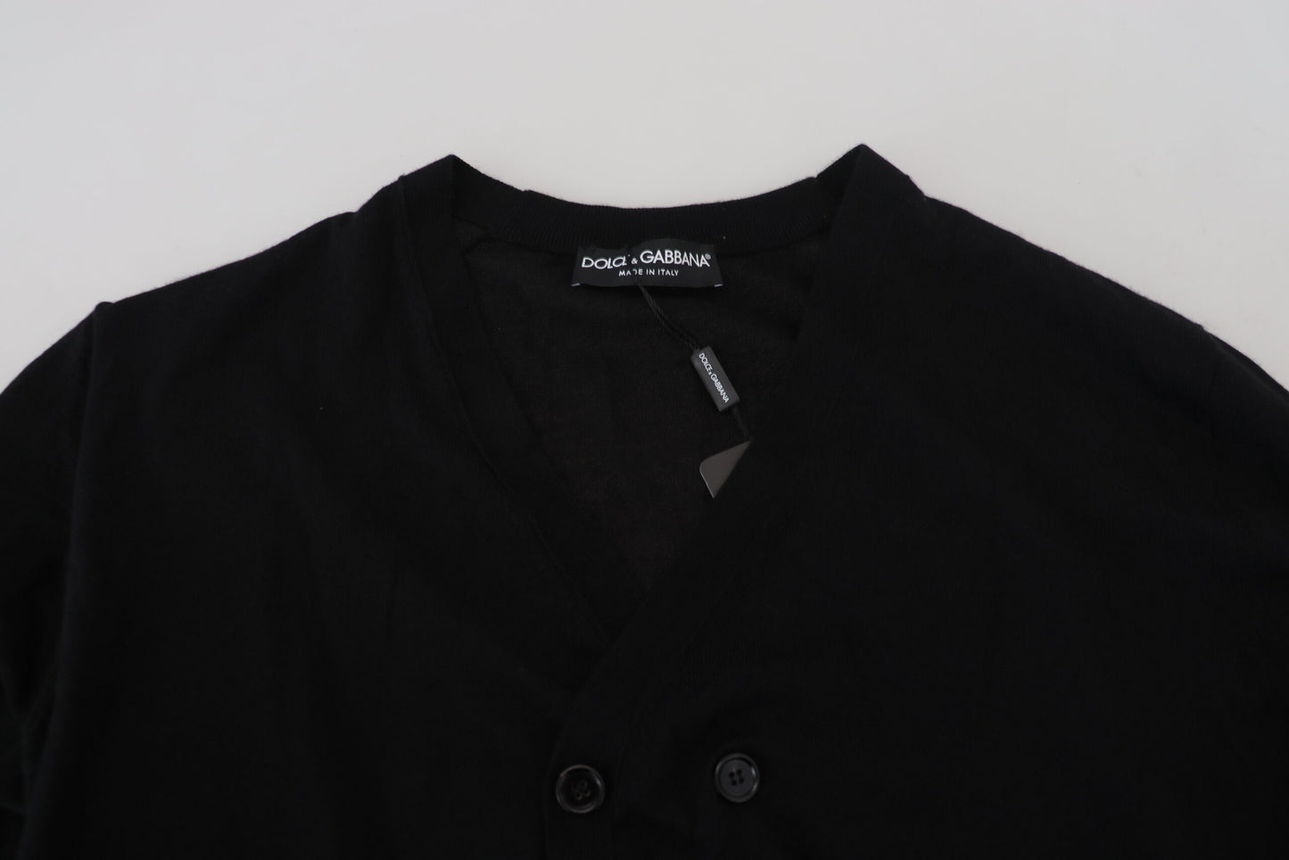 Dolce &amp; Gabbana Elegant Black Cashmere Cardigan Sweater