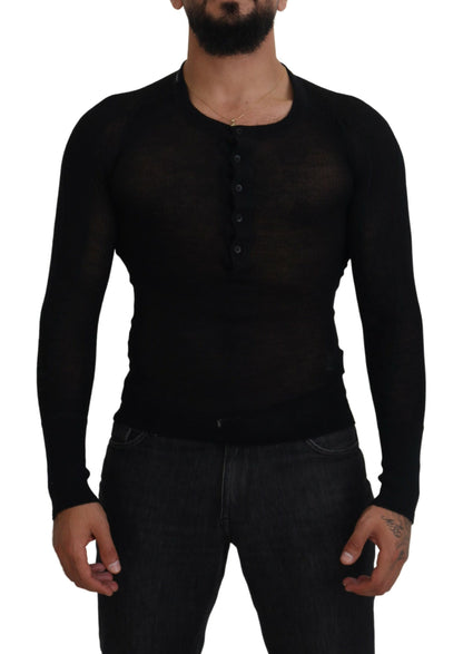 Dolce &amp; Gabbana Elegant Black Cashmere Pullover Sweater