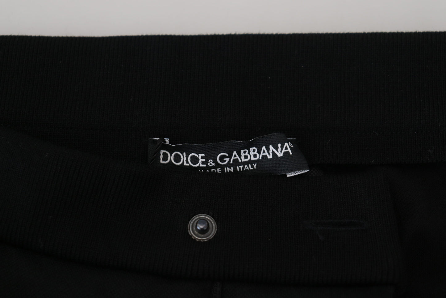 Dolce &amp; Gabbana Black Wool Horseshoe Jogger Pants