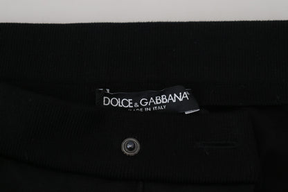 Dolce &amp; Gabbana Black Wool Horseshoe Jogger Pants