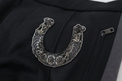 Dolce &amp; Gabbana Black Wool Horseshoe Jogger Pants