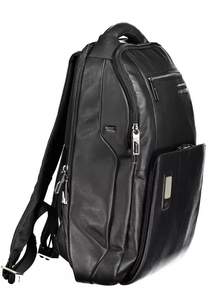 Piquadro Black Leather Men Backpack