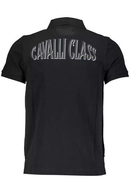 Cavalli Class Black Cotton Men Polo Shirt