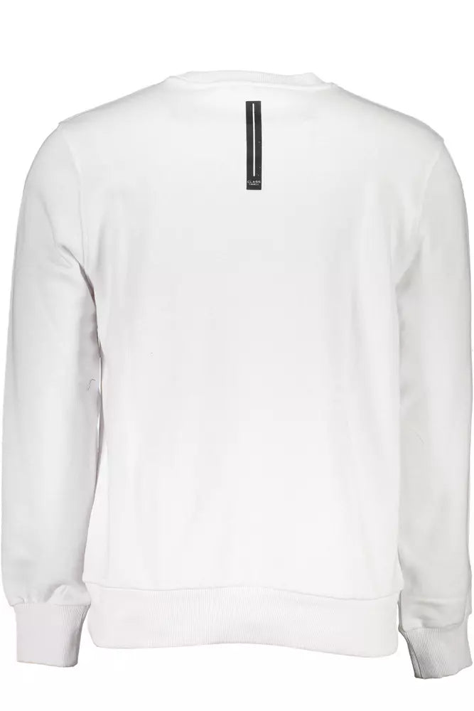 Cavalli Class White Cotton Men Sweater