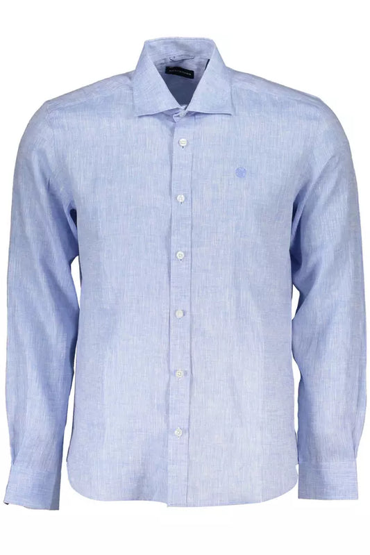 North Sails Light Blue Linen Men Shirt