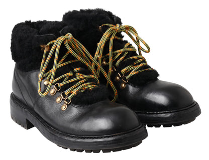 Dolce &amp; Gabbana Elegant Shearling Style Men's Leather Boots