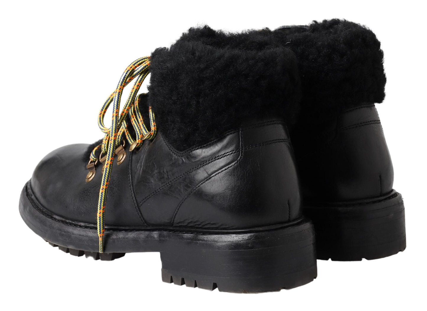 Dolce &amp; Gabbana Elegant Shearling Style Men's Leather Boots