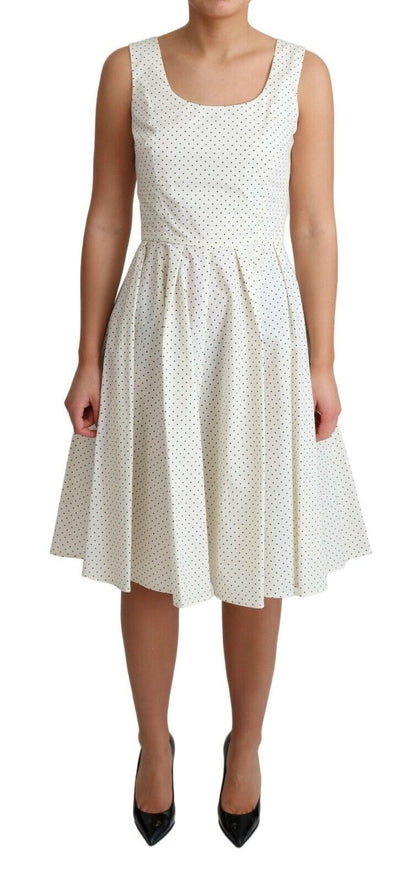 Dolce &amp; Gabbana Elegant Sleeveless A-Line Polka Dotted Dress