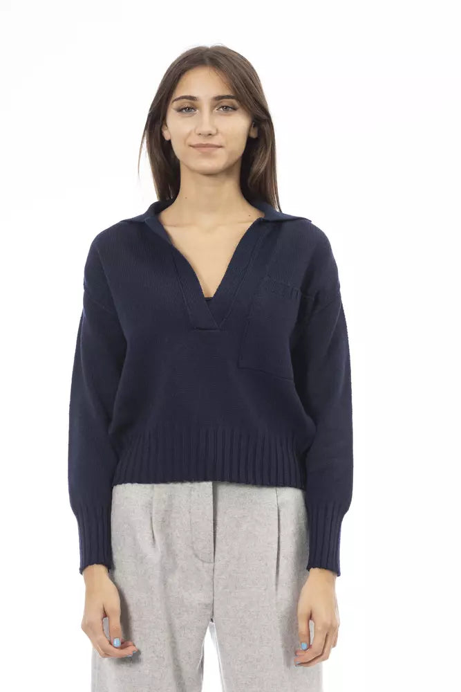 Alpha Studio Blue Wool Women Sweater