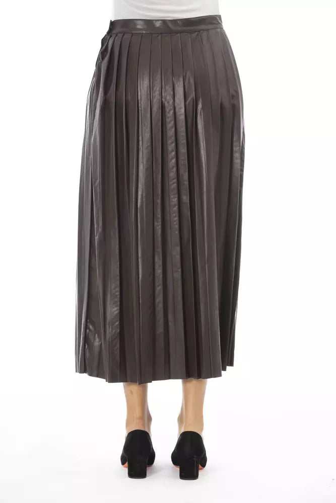 Alpha Studio Brown Polyethylene Women Skirt