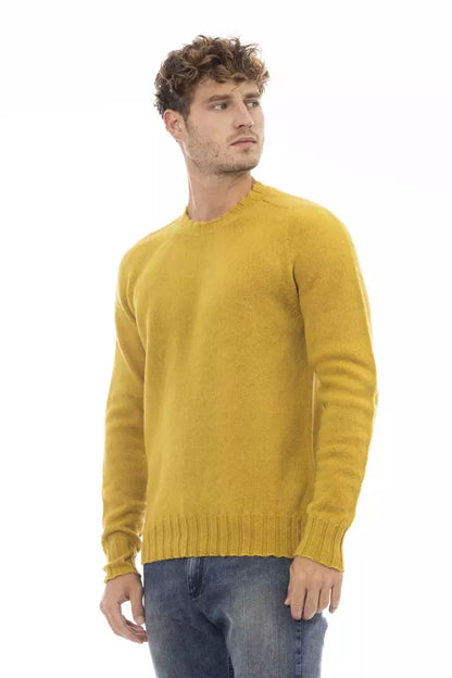 Alpha Studio Yellow Wool Men Sweater