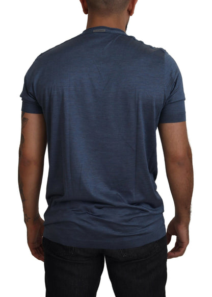 Dolce &amp; Gabbana Elegant Silk Crewneck Blue Tee