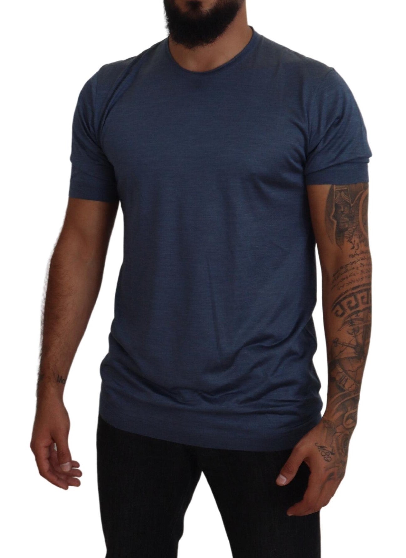 Dolce &amp; Gabbana Elegant Silk Crewneck Blue Tee