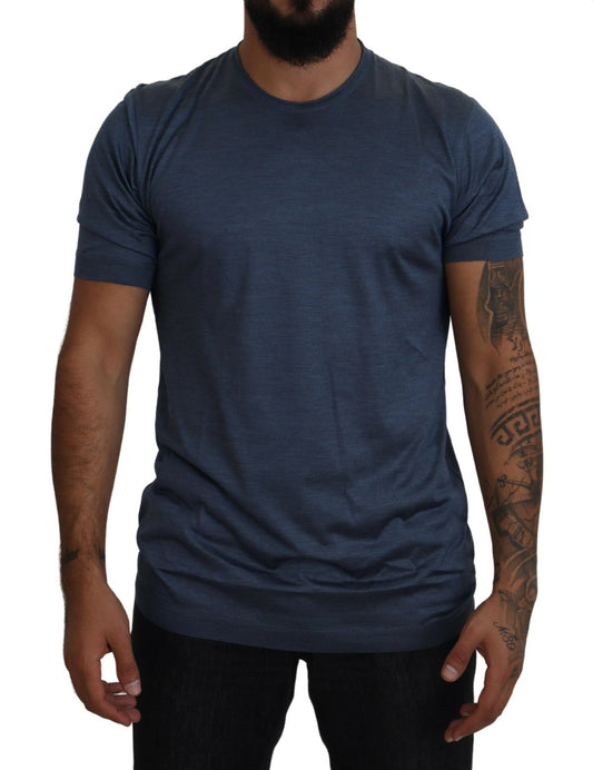 Dolce &amp; Gabbana Elegant Silk Crewneck Blue Tee