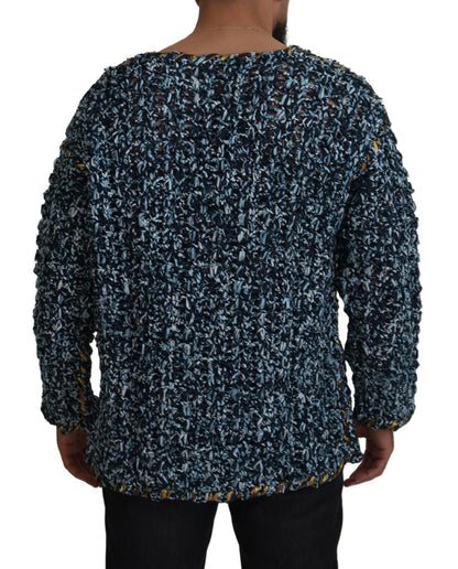 Dolce &amp; Gabbana Elegant Blue V-Neck Cardigan Sweater