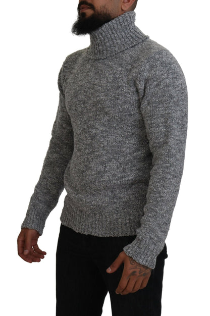 Dolce &amp; Gabbana Elegant Gray Wool-Blend Turtleneck Sweater