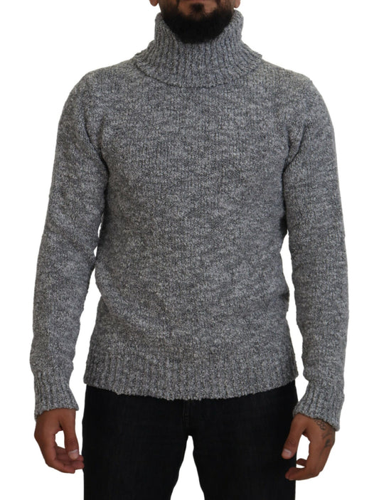 Dolce &amp; Gabbana Elegant Gray Wool-Blend Turtleneck Sweater