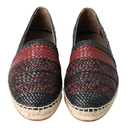 Dolce &amp; Gabbana Black Bordeaux Buffalo Leather Espadrille Shoes