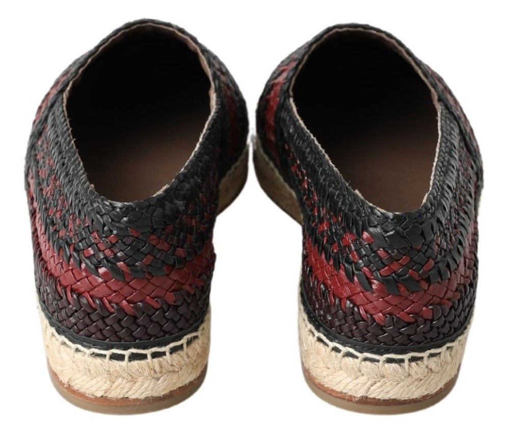 Dolce &amp; Gabbana Black Bordeaux Buffalo Leather Espadrille Shoes