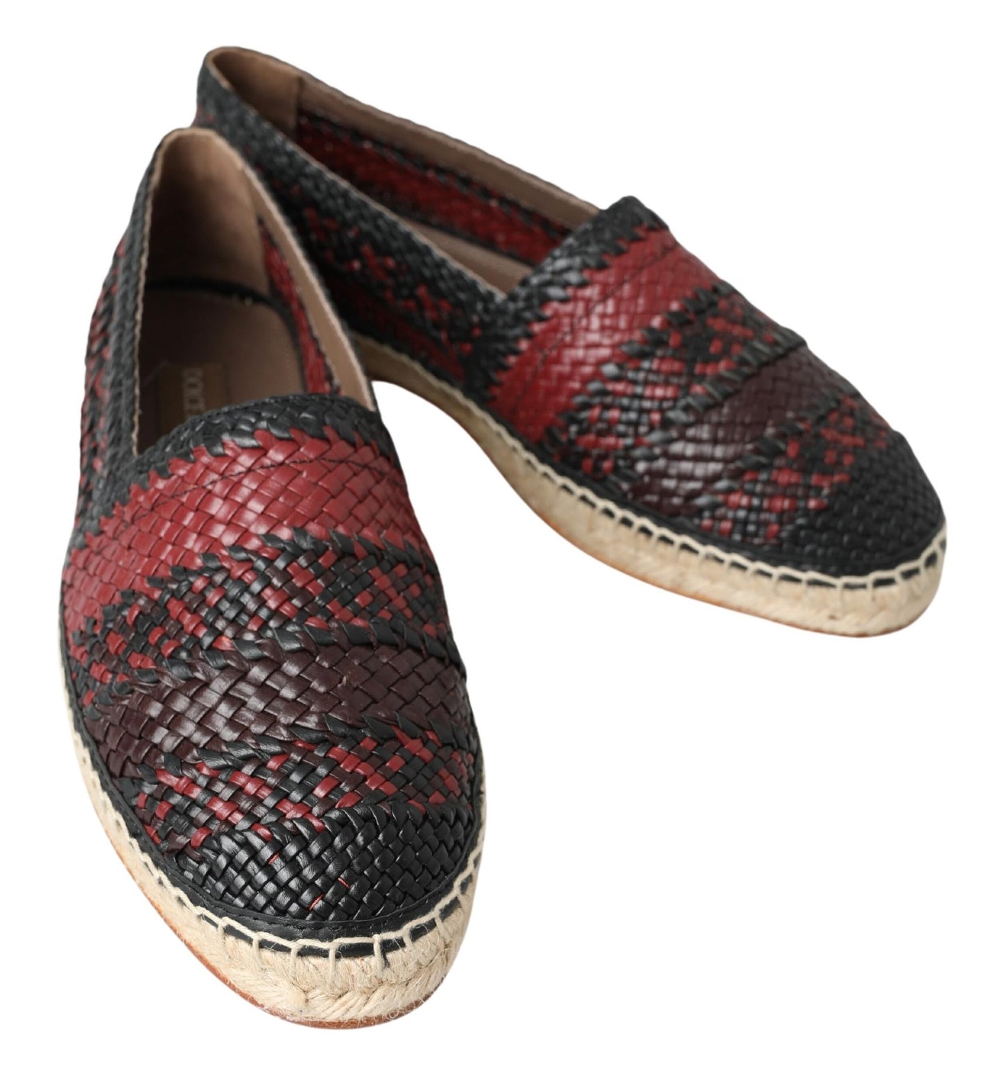 Dolce &amp; Gabbana Black Bordeaux Buffalo Leather Espadrille Shoes