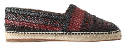 Dolce &amp; Gabbana Black Bordeaux Buffalo Leather Espadrille Shoes