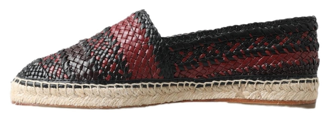 Dolce &amp; Gabbana Black Bordeaux Buffalo Leather Espadrille Shoes