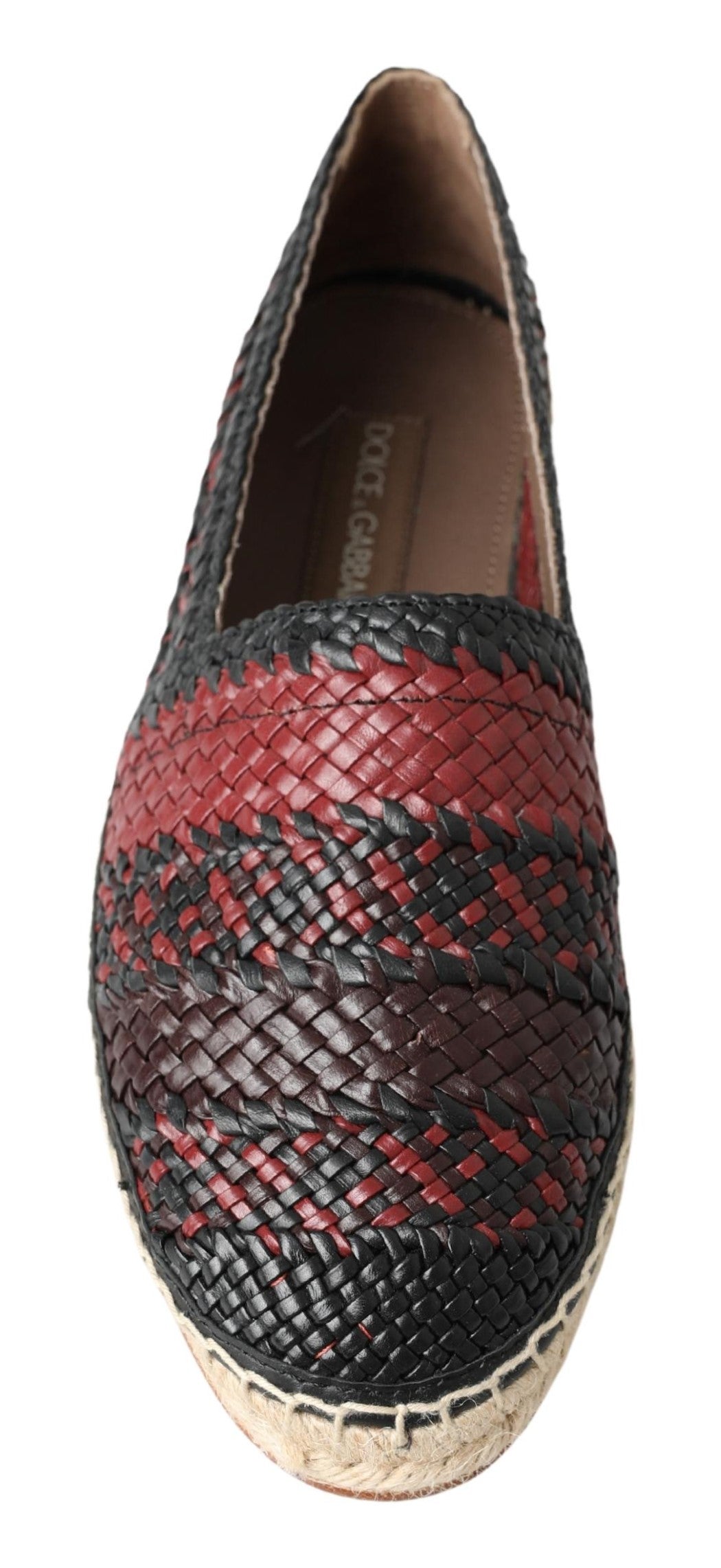 Dolce &amp; Gabbana Black Bordeaux Buffalo Leather Espadrille Shoes