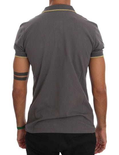 Roberto Cavalli Elegant Gray Cotton Polo Shirt