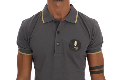 Roberto Cavalli Elegant Gray Cotton Polo Shirt