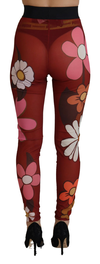 Dolce &amp; Gabbana Floral Red High Waist Leggings