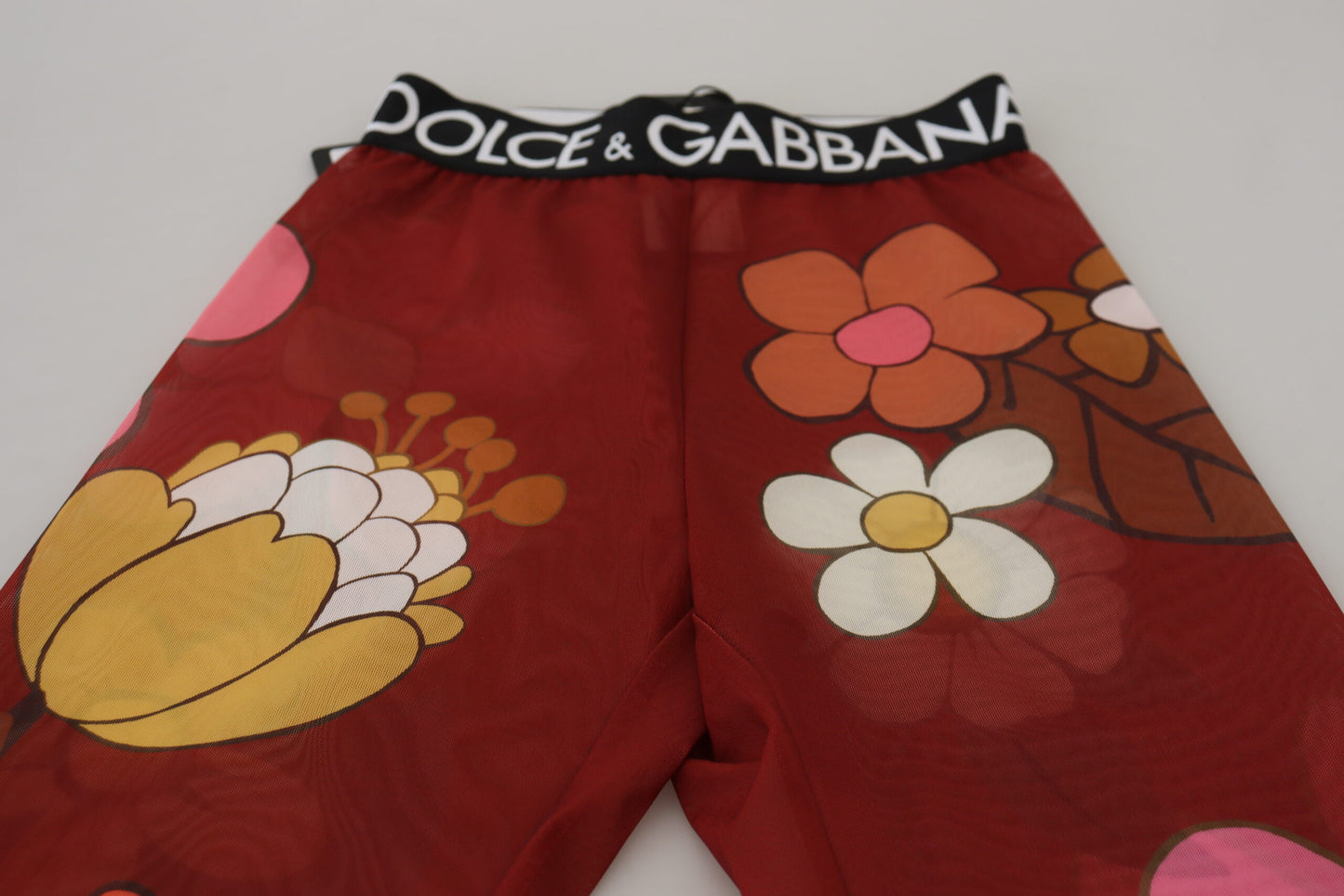 Dolce &amp; Gabbana Floral Red High Waist Leggings