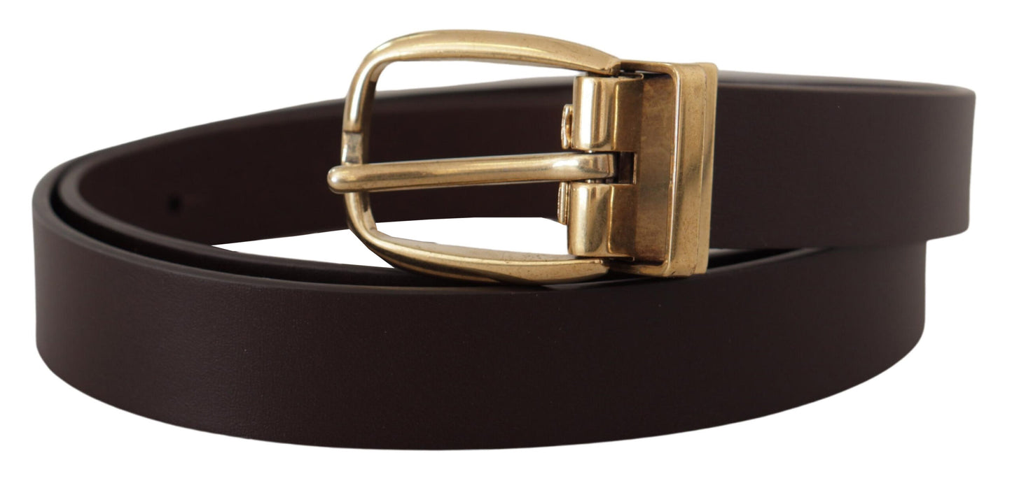 Dolce &amp; Gabbana Elegant Dark Brown Leather Belt