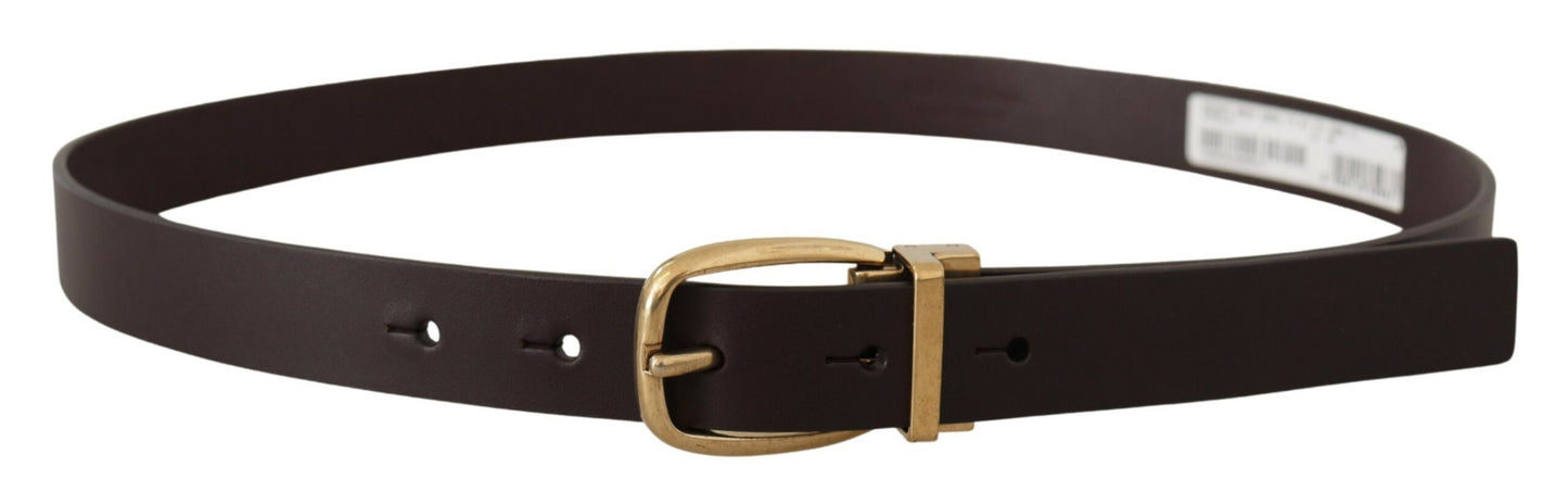 Dolce &amp; Gabbana Elegant Dark Brown Leather Belt