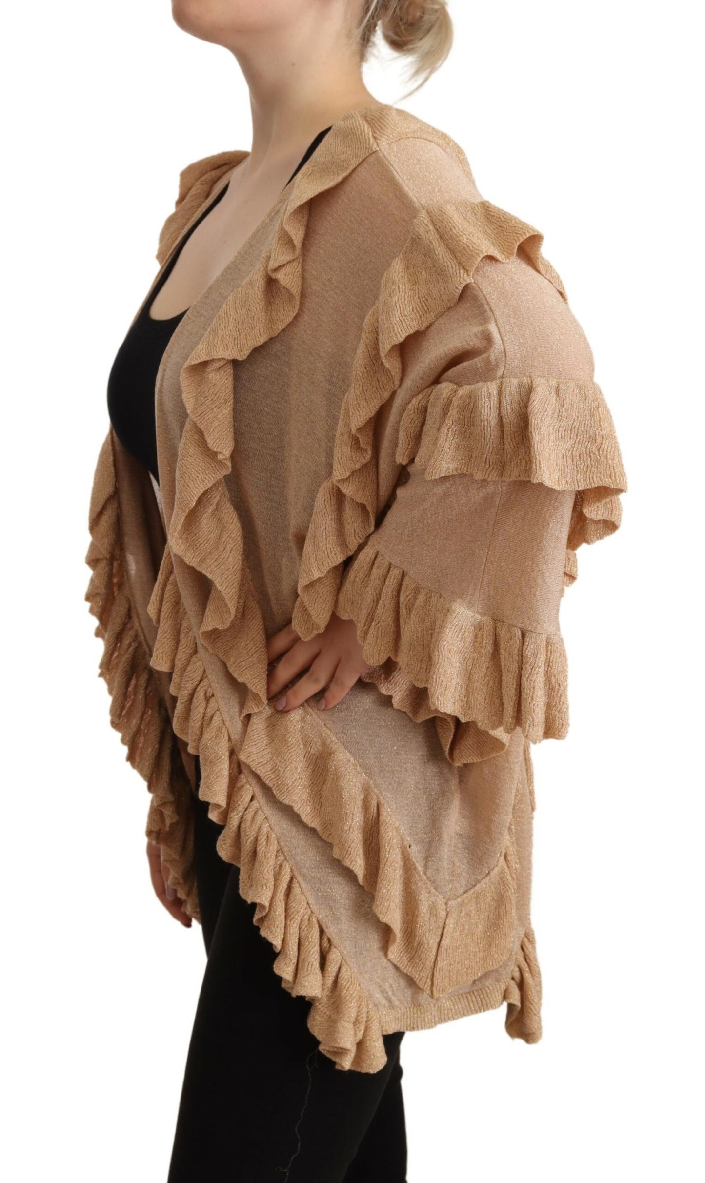 Aniye By Chic Beige Long Sleeve Open Front Cardigan