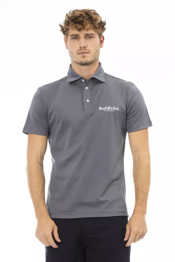 Baldinini Trend Gray Cotton Men Polo Shirt