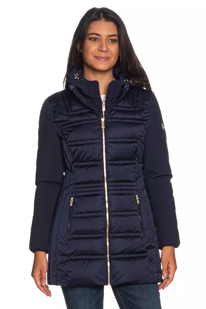 Yes Zee Chic Blue Technical Fabric Jacket with Hood