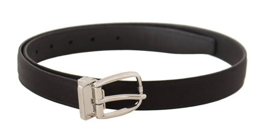 Dolce &amp; Gabbana Elegant Black Leather-Canvas Designer Belt