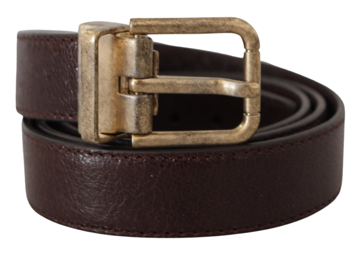 Dolce &amp; Gabbana Elegant Leather Belt with Engraved Buckle